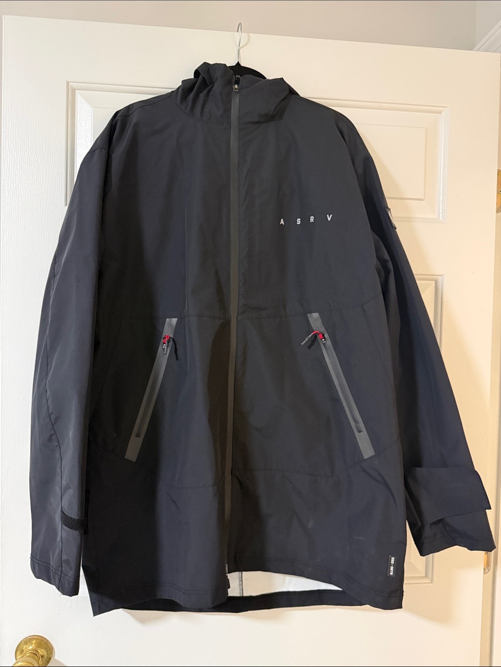 ASRV Black Hooded Raincoat with Subtle Logo